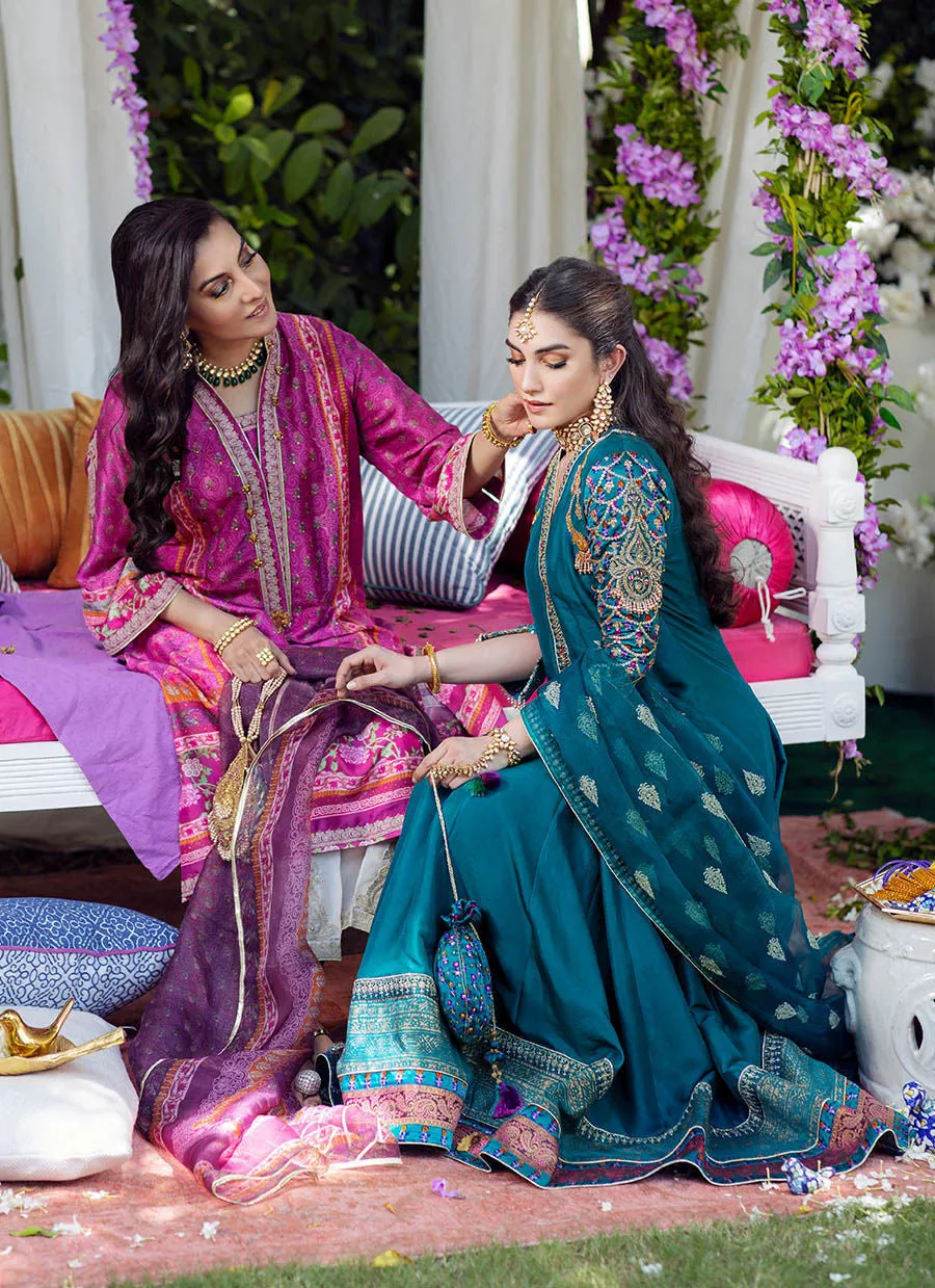 Zaira Teal Kalidaar and dupatta